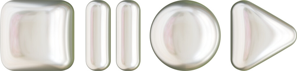 Y2K Iridescent Silver Symbol Icons Collection Holographic Stars, Hearts, and Glossy 3D Shapes