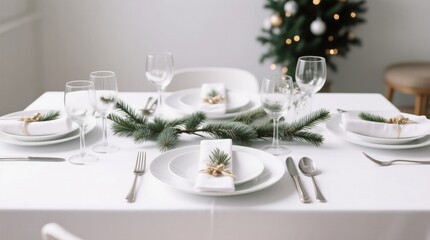 Elegant Table Setting with Greenery for Holiday Celebration 2026