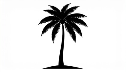 black silhouette vector of palm tree, white background