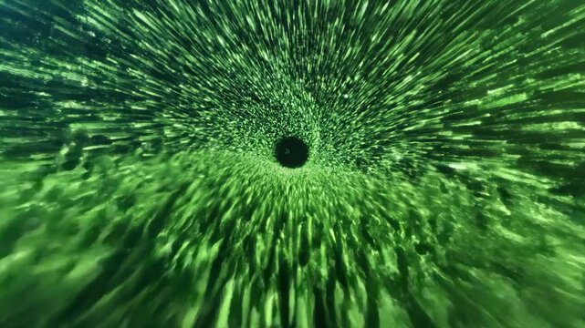 Mesmerizing hyper speed journey through a vibrant green abstract tunnel animation