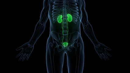 Human Urinary System Kidneys with Bladder Anatomy
