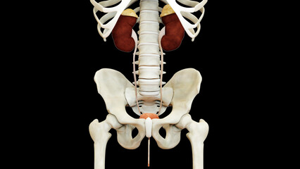 Human Urinary System Kidneys with Bladder Anatomy