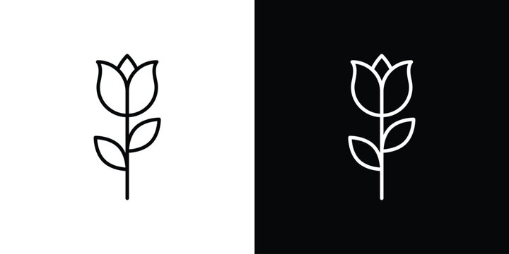 Flower tulip icon outline and linear vector. outline icon and illustration