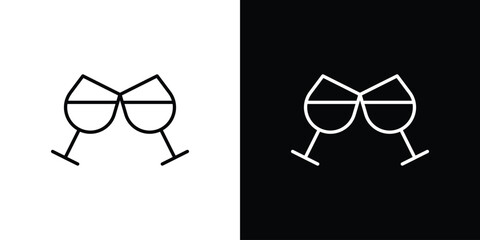 Glass-cheers icon outline and linear vector. outline icon and illustration