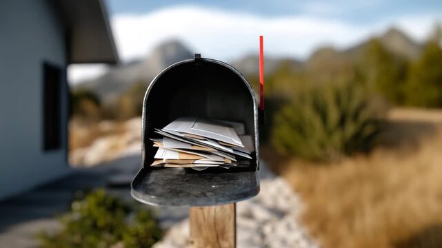 Vintage rural mailbox with weathered texture near country porch