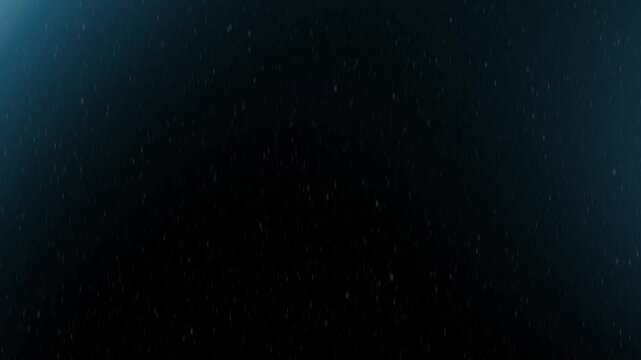 Seamless Snowfall with Blue Flickering Light Leak Overlay on Dark Background