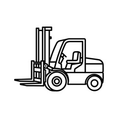 Simple line drawing of a forklift truck isolated on a