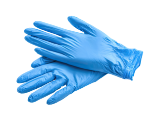 Pair of light-blue nitrile gloves, overlaid