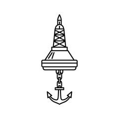 Line art illustration of a marine buoy with anchor