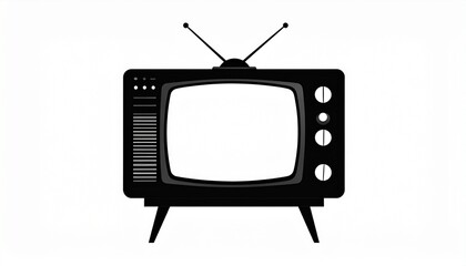 black silhouette vector television white background