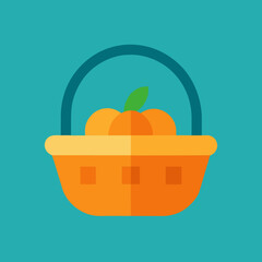 Orange fruit basket with a leaf isolated on white background