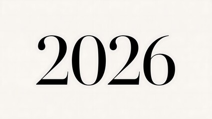 Black numbers 2026 on a light cream background year