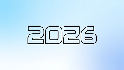 Bold outline 2026 numbers on light blue gradient background
