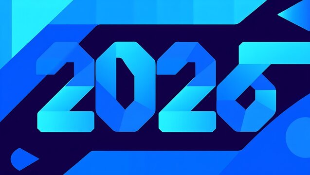 Blue 2026 numbers abstract geometric background image - Powered by Adobe