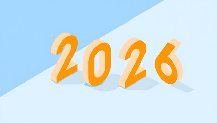 Orange 2026 numbers on light blue background year