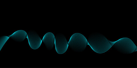 Blue abstract modern grid backgroundblue wave curve line black background design.Vector Illustration of the blue pattern of lines. Abstract technology wave lines. black background. 