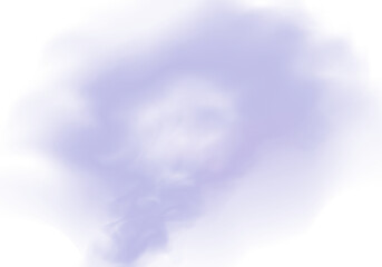 Soft swirling colored smoke cloud with smooth vapor texture and dreamy mist effect on transparent background.