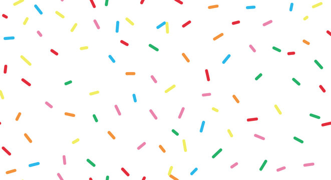 Sprinkles Scattered with White Background, Colorful Seamless Candies Pattern
