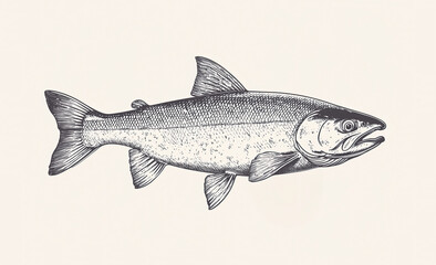 Fish sketch sea bass. Vintage retro print, black white sea bass fish sketch ink pencil style drawing, linear drawing, engrave old school. Sketch artwork sea bass fish. Illustration