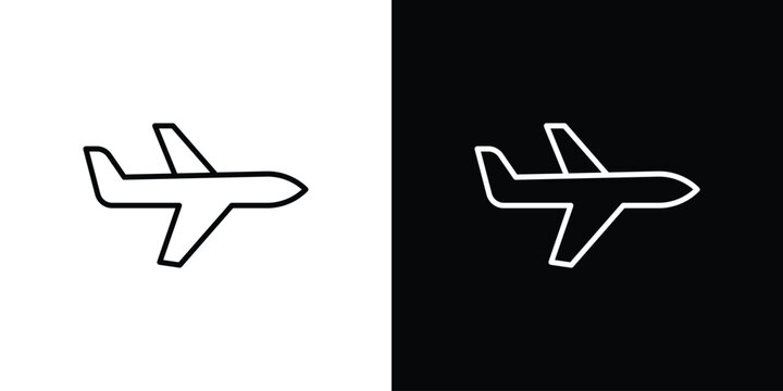Plane icon outline and linear vector. outline icon and illustration
