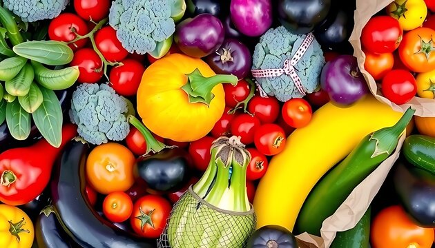 Vegetable harvest of colorful organic produce