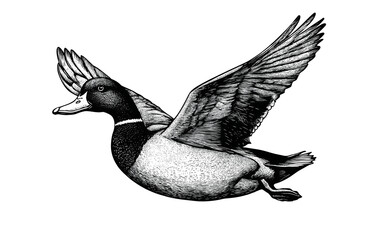 Duck, sketch. Vintage retro print, duck sketch ink pencil style drawing, linear drawing, engrave old school. Sketch artwork silhouette duck. Side view profile. Illustration