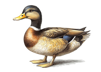 Duck, sketch. Vintage retro print, duck sketch ink pencil style drawing, linear drawing, engrave old school. Sketch artwork silhouette duck. Side view profile. Illustration