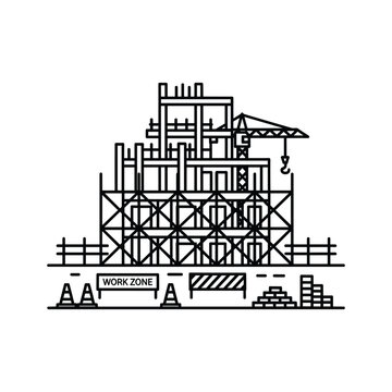 construction site outline black and white clip art preview