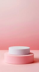 Twotiered pink and purple podium for product display