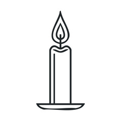 Classic candle with flame in a holder for relaxation and meditation.Vector 