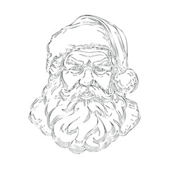 Classic Santa Claus portrait for holiday design and decoration.Vector hand draw
