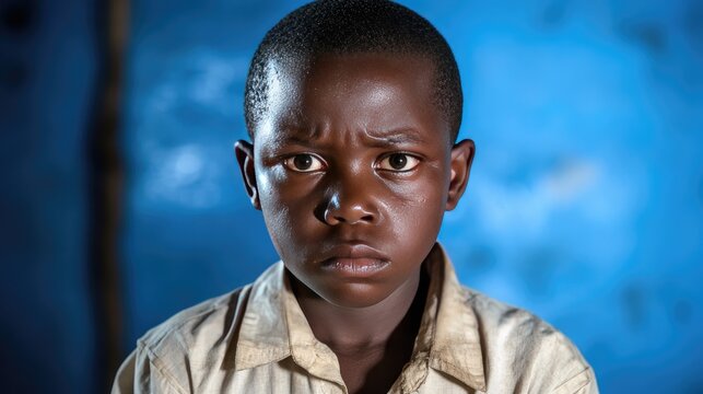 Schoolboy studying intently in a nighttime classroom, capturing curiosity and resolve under soft light