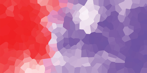 Geometric mosaic pattern with vibrant red transitioning to purple and white, composed of irregular polygonal shapes for abstract backgrounds and modern design