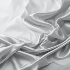 Naklejka premium Elegant Silver Satin Fabric with Flowing Folds and Glossy Texture for Luxurious Background