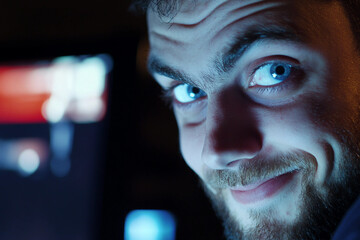 Hacker Man in Dark Room with Digital Screens and Codes Neon Cybersecurity Concept with Hood and Data Flow Generative AI