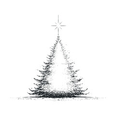 Chic Christmas tree design for holiday decor and cards.Vector hand draw