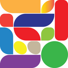 Colorful Geometric Shape Collage — Modern Abstract Block Composition — Minimal Vibrant Design