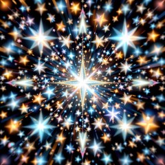 Colorful Burst of Shining Stars and Light Effects in an Abstract Cosmic Background