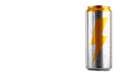Metallic Foil Energy Drink Can Mockup with Dramatic Lighting, isolated on a white background