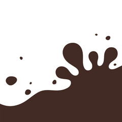 Chocolate splash. Header separator, abstract organic flat drops, streaks, vector illustration. Uneven, arbitrary shape of the liquid, spots. An element for decoration, banner, web page, label, website
