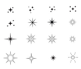 Sparkle & Shining Star Icon Set | Minimal Starburst Vector Designs
