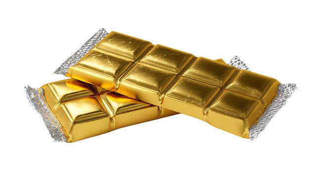 Opened chocolate bar partially unwrapped, showing realistic texture