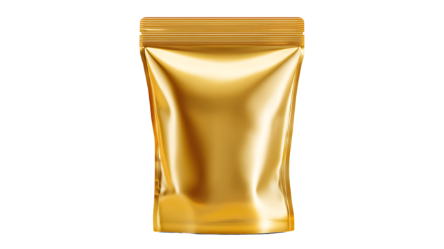 Foil snack bag mockup with realistic shadows and reflections