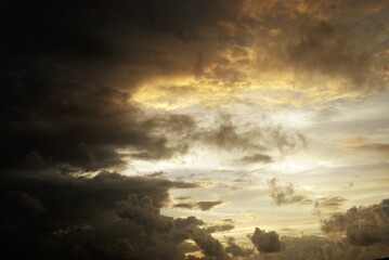 Colorful sunset sky with warm orange  hues
