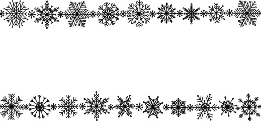 Decorative Snowflakes Border Graphic Design Element for Winter Holidays and Christmas