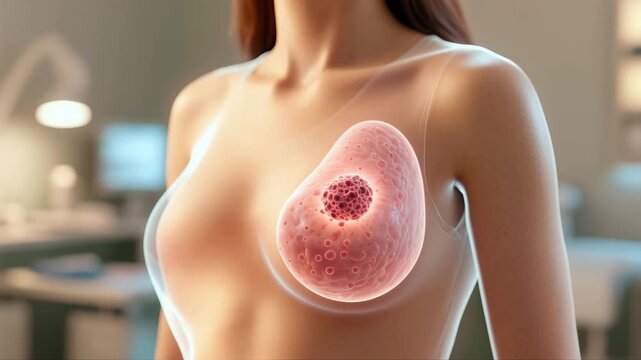 Internal Breast Cancer Visualization Showing Tumor and Affected Tissue