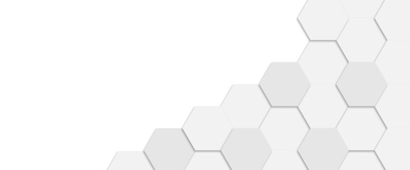 White clean hexagonal with geometric shapes vector..