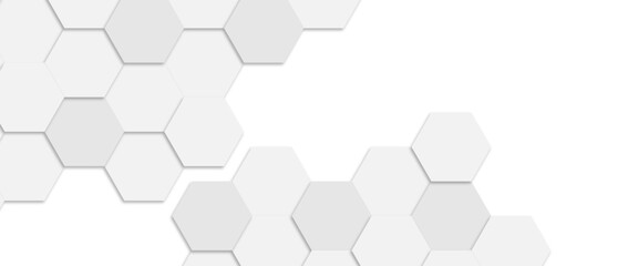 White clean hexagonal with geometric shapes vector..