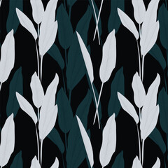 Seamless patterns with Olive Branch in Modern Minimal Liner Style. Vector Floral leaves beige Backgrounds for Wedding invitations, greeting cards, print on fabric, © Penguin Baby