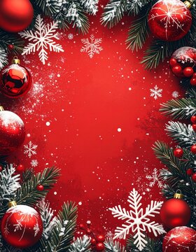 Marco con una tem&aacute;tica marcadamente navide&ntilde;a y festiva, Un rojo vibrante y profundo que ocupa el centro de la composici&oacute;n, sirviendo como un espacio vac&iacute;o ideal para texto o contenido.